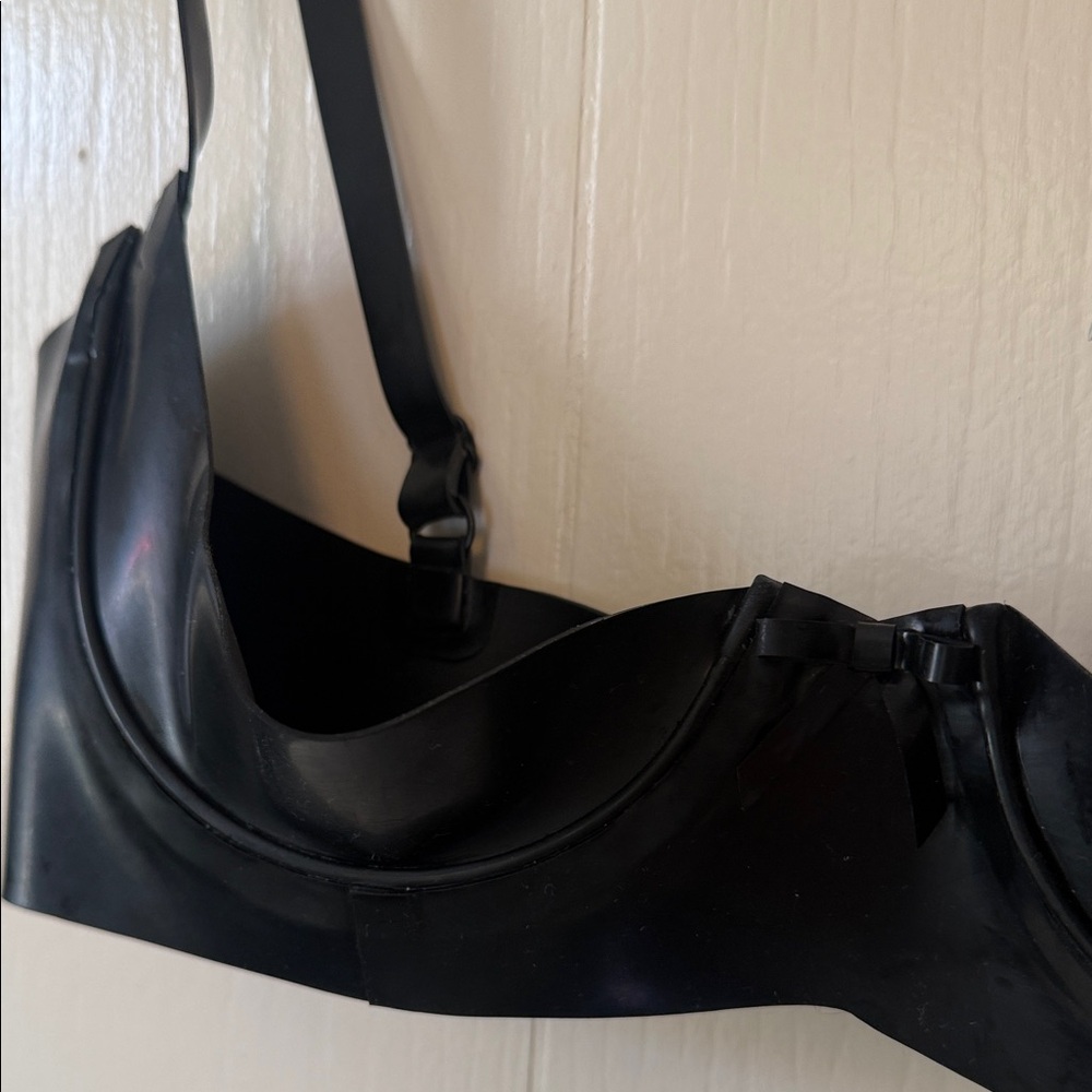 Black Women's Latex 1/2 Cup Bra w/ Bow Atsuko Kudo XS - Picture 2 of 4